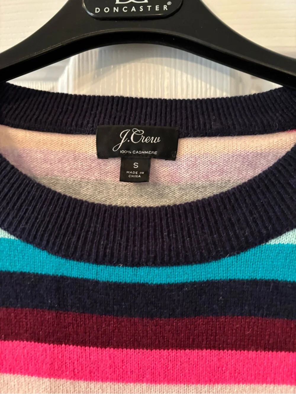 J. Crew 100% Cashmere Women's Multicolor Stripe Crewneck Sweater